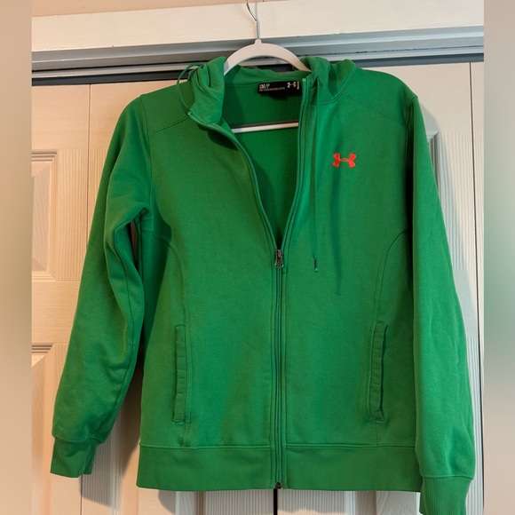 Under Armour Vibrant Green Semi-Fitted zippered sweat coat SMALL - Picture 1 of 6